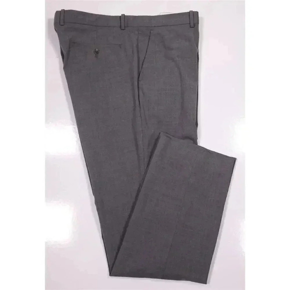 Theory Cody Uomo Solid Gray Flat Front Wool Dress Pants Trousers 38x33 - Picture 1 of 8